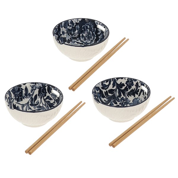 Tuscany Dark Blue Ramen Bowl With Chop Sticks
