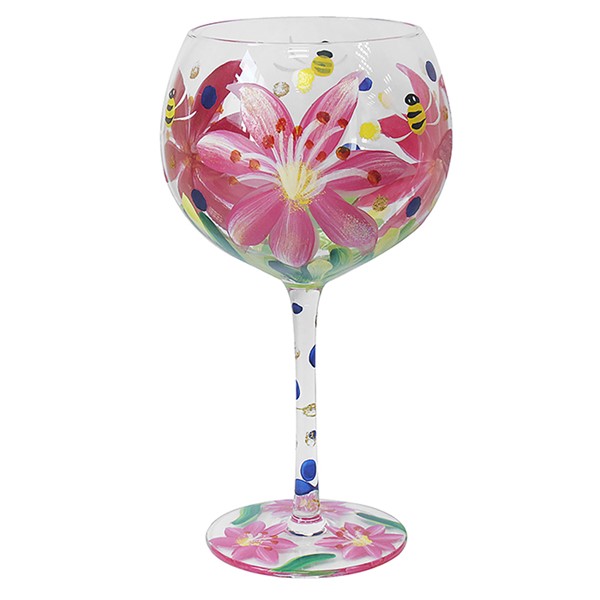 Hand Painted Gin Glass Lilies