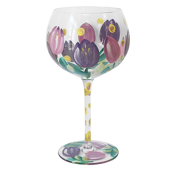 Hand Painted Gin Glass Tulips
