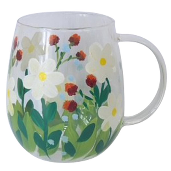 Hand Painted Glass Cup Daisies