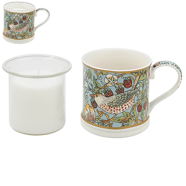 William Morris White Strawberry Thief Mug With Can