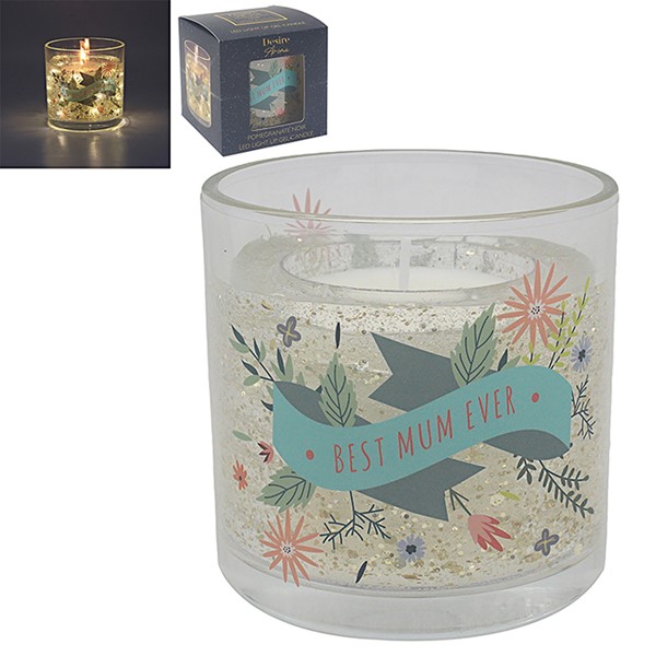 LED Gel Glass Candle Mum