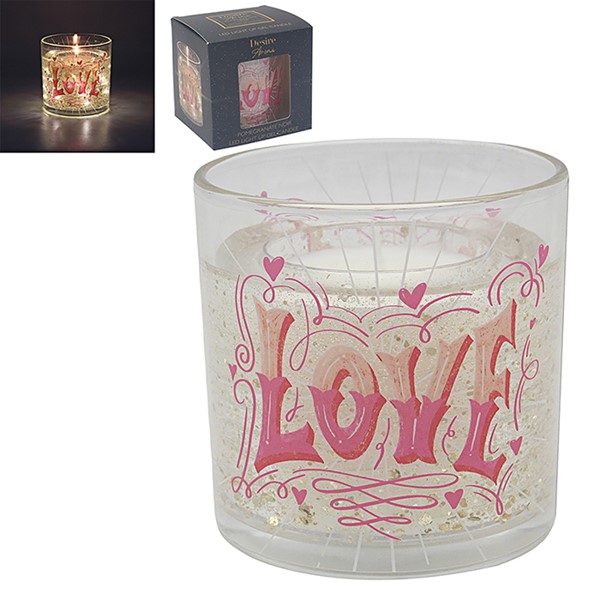 LED Gel Glass Candle Love