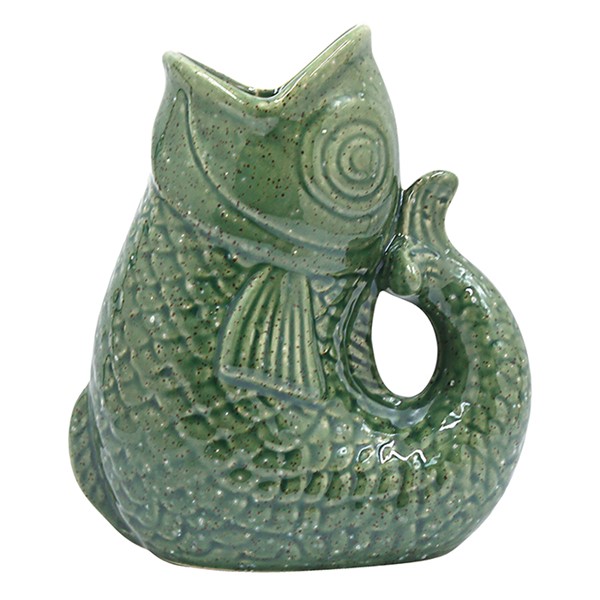 Fish Vase Jug Squat Lustre Green