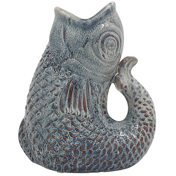 Fish Vase Squat Lustrure Aqua Large