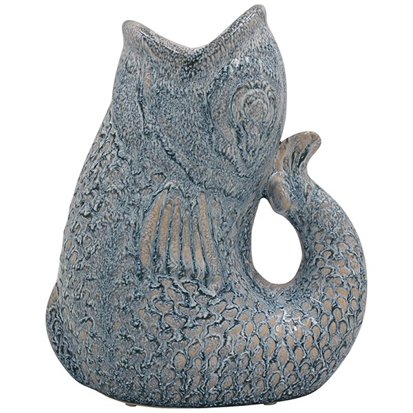 Fish Vase Squat Lusture Blue Large