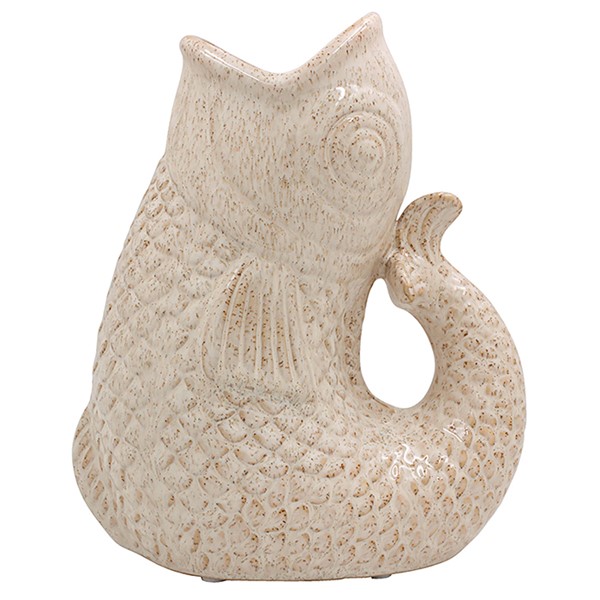 Fish Vase Squat Lusture Cream Large