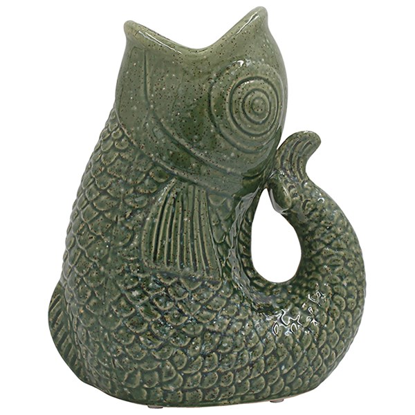 Fish Vase Squat Lusture Green Large