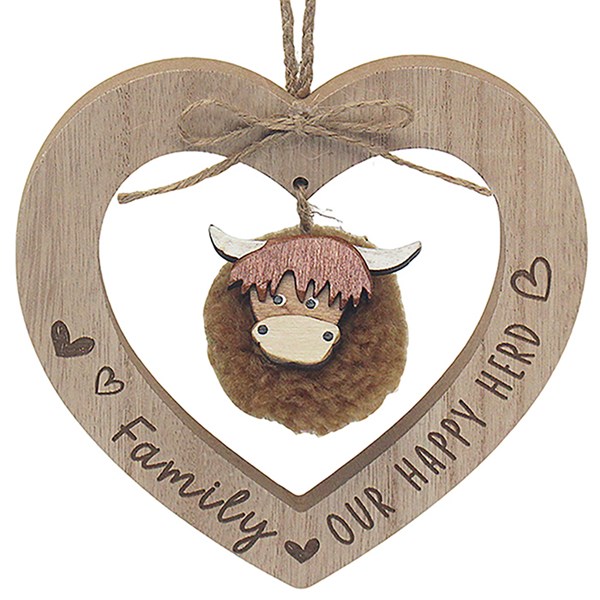 Fluffy Highland Cow Heart Family
