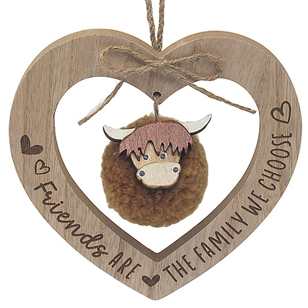 Fluffy Highland Cow Heart Friends