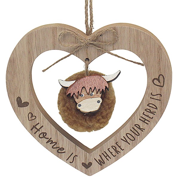 Fluffy Highland Cow Heart Home