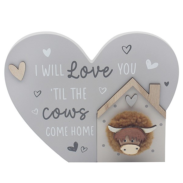 Heart Highland Cow Standing Plaque Love