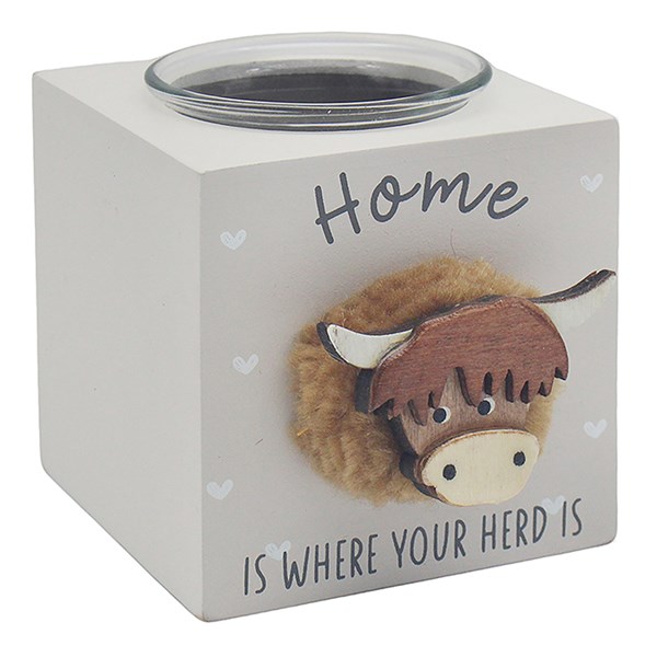 Fluffy Highland Cow Tealight Home