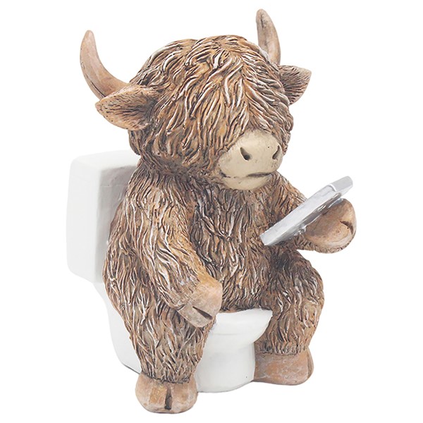 Highland Cow on Loo Phone