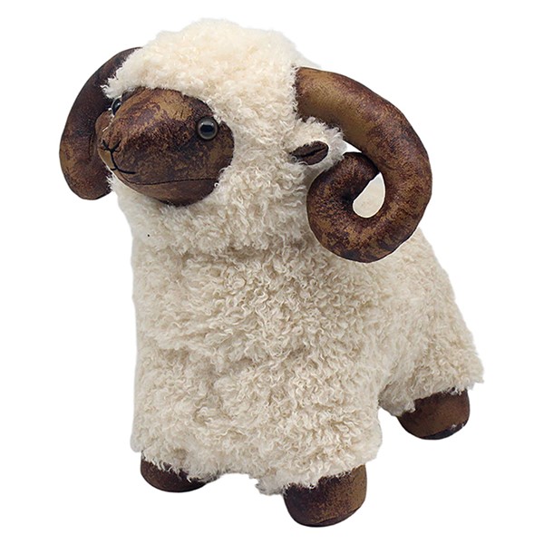 White Furry Doorstop Ram