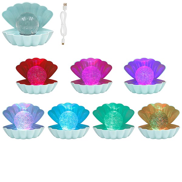 Seashell Glitter Pearl Lamp Aqua