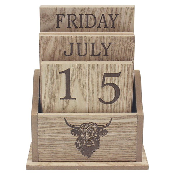 Light Wood Highland Cow Calendar