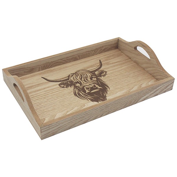 Light Wood Highland Cow Tray