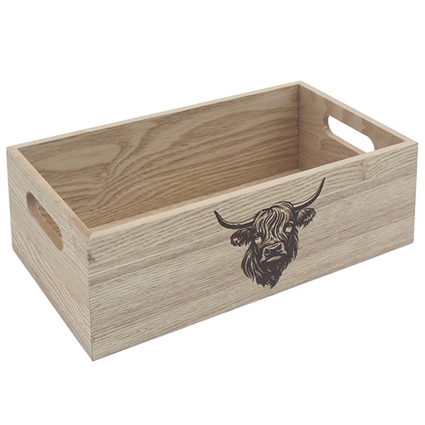 Light Wood Highland Cow Treat Box