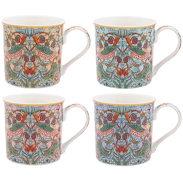 William Morris Dark Strawberry Thief Mug Set of 4
