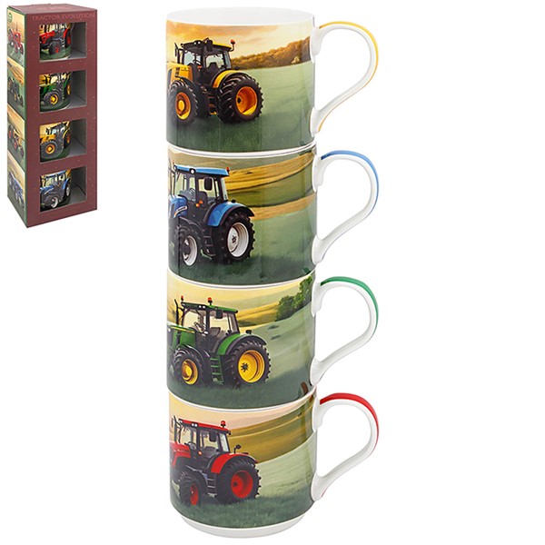 Tractors Old & New Stacking Mug Set of 4
