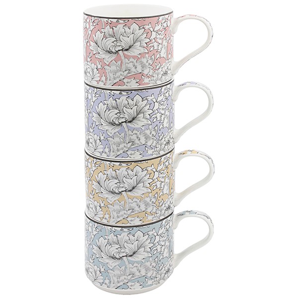 William Morris Chrysanthemum Stacking Mug Set of 4