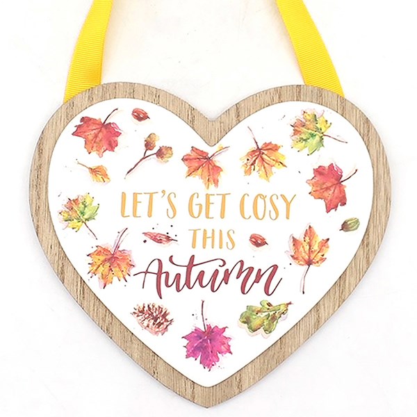 Autumn Leaves Heart Plaque Cosy