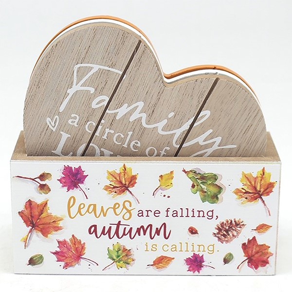 Autumn Leaves Wooden Coasters Set