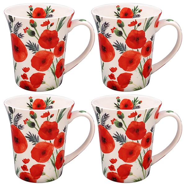 Poppy Fields Mug Set of 4