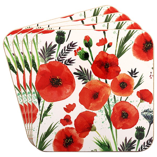Poppy Fields Coasters Set of 4