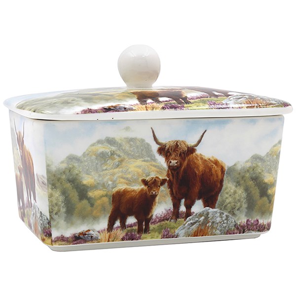 Highland Cow & Calf Butter Dish