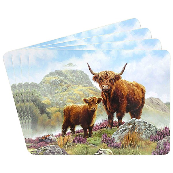 New Highland Cow & Calf Placemats Set of 4