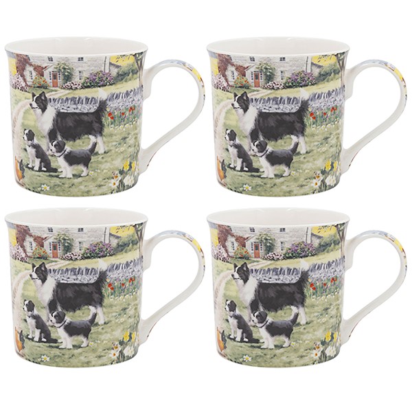 Collie & Sheep Mug Set of 4