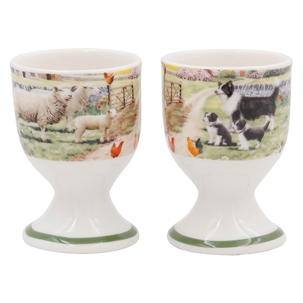 Collie & Sheep Egg Cups Pair