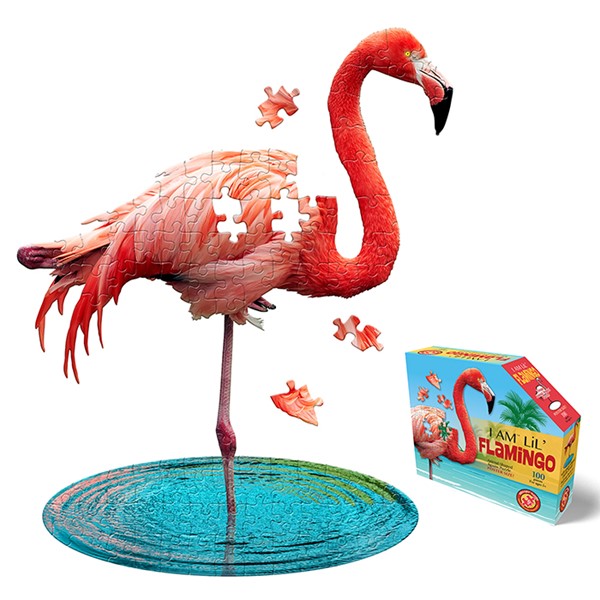 Madd Capp I Am Lil Flamingo, Flamingo Shape 100 Piece Jigsaw Puzzle
