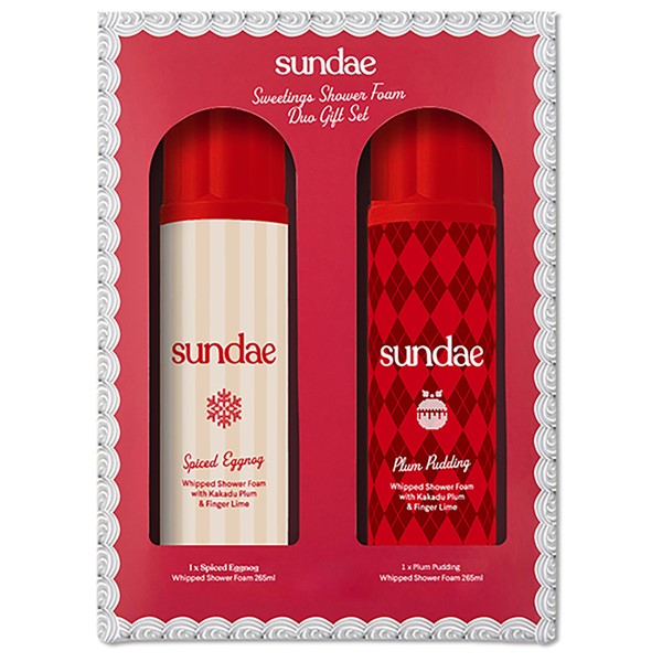 Sundae Christmas Whipped Shower Foam Gift Set Plum Pudding & Spiced Eggnog
