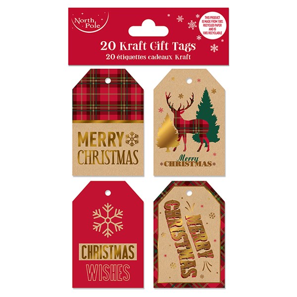 20 Pack Tartan Kraft Gift Tags