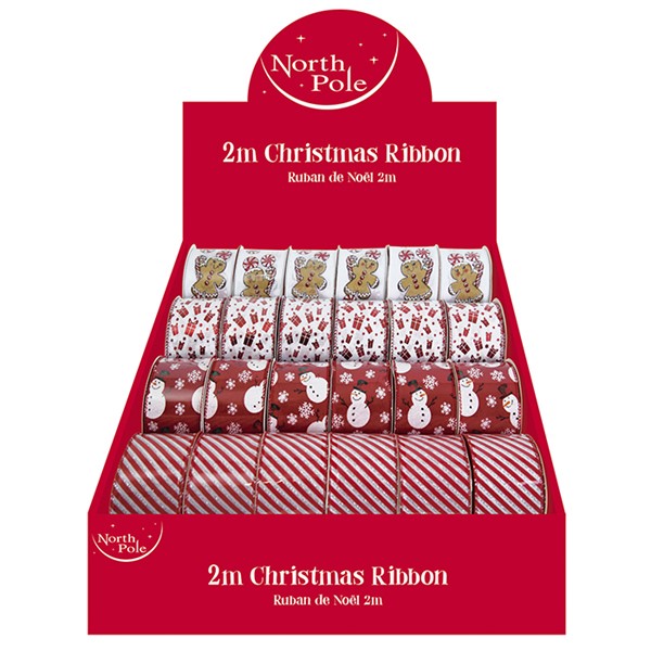 2m Festive Print Ribbons