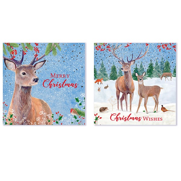 Winter Deer 12 Pack Kraft Cards