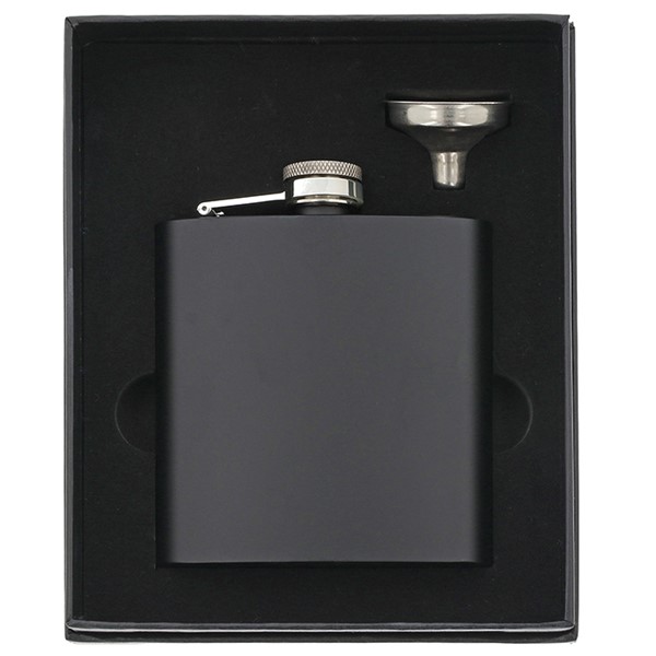 Hip Flask Matt Black 6oz With Funnel