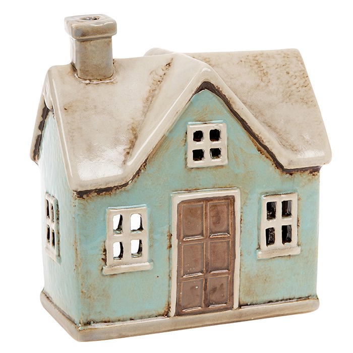 Ceramic Glazed Village Pottery Traditional House Tealight Candle